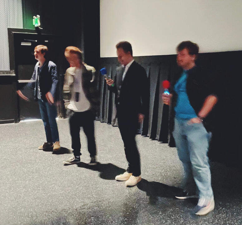 Harry Barnes, Michael Szalkiewicz, JoJo Scanlon, and Will Brady on-stage for the Animation Block Q&A at SCUFF